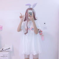 Pink Rabbit T-shirt Dress With Lace