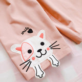 Pink Cat Embroidered Overalls