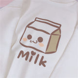 Preppy Milk Graphic Turtleneck Sweater