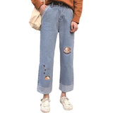 Denim Embroidery Kpop Wide Leg Pants