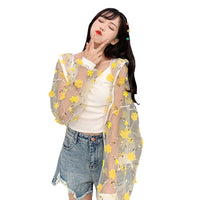 Yellow Floral Chiffon Cardigan