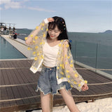 Yellow Floral Chiffon Cardigan