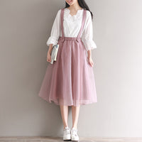 Mori Girl Pink Suspender Lolita Skirt