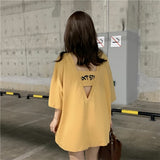 Backless Graphic Printed Long T-shirt