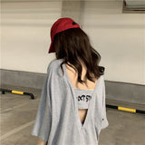 Backless Graphic Printed Long T-shirt