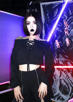 Black Gothic Long Sleeve Off Shoulder Top